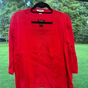 Jones New York Red Cardigan Sweater